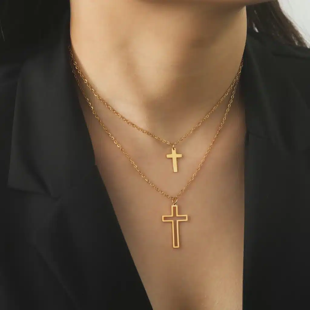 Collier double croix