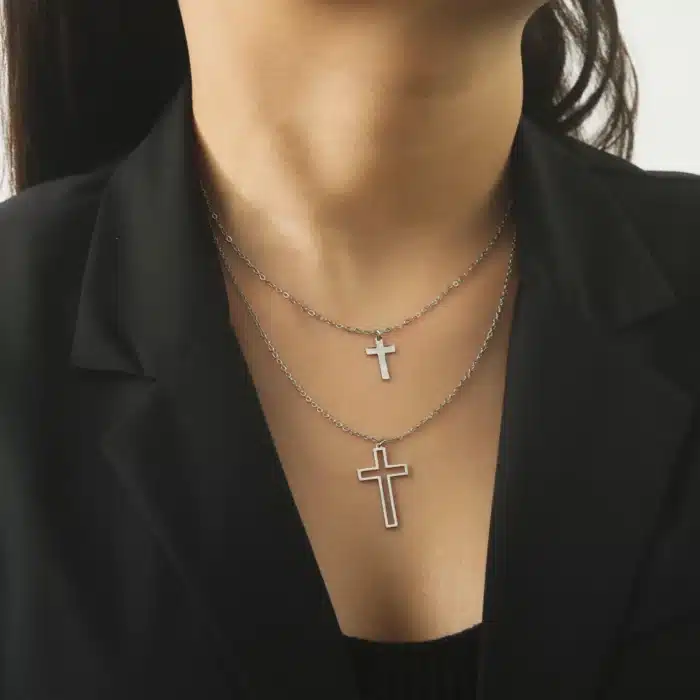 Collier double croix 2