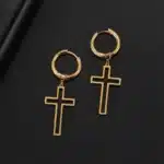 Boucles d’oreilles créoles croix femme 4