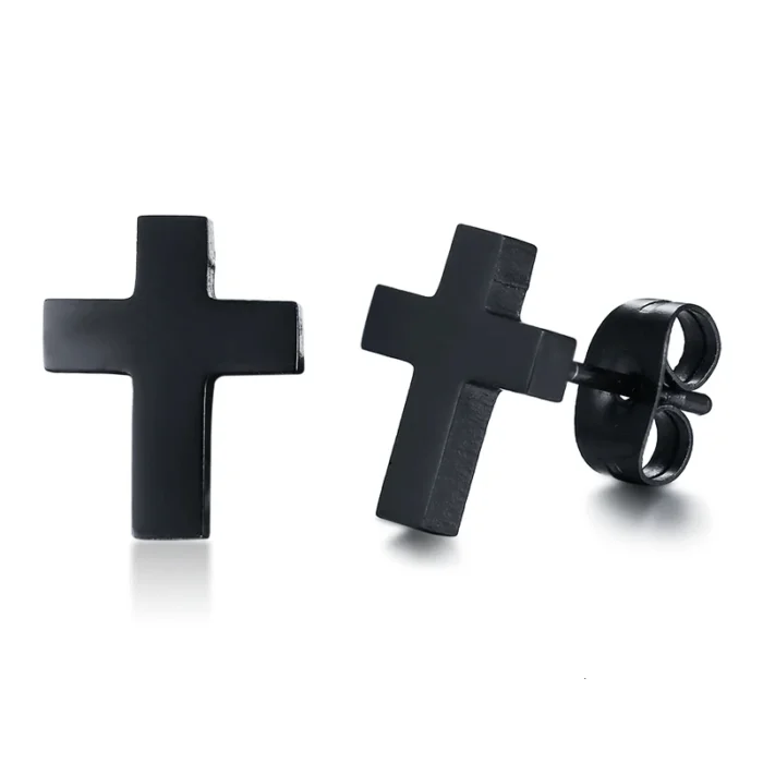 Boucles d’oreilles croix noir 2