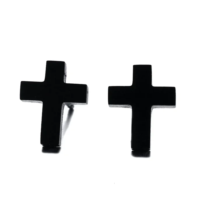 Boucles d’oreilles croix noir 4