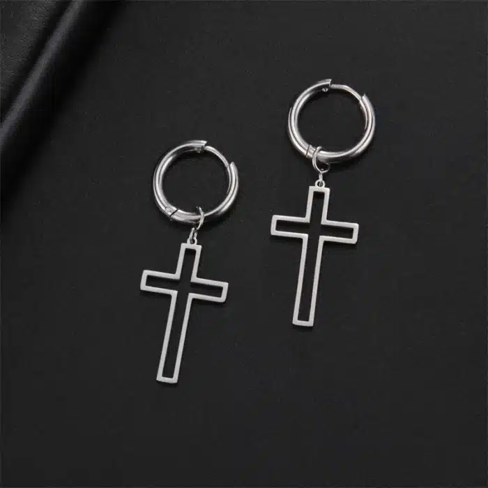 Boucles d’oreilles créoles croix femme 3