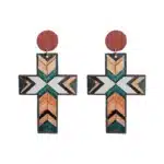 Boucles d’oreilles croix bois 6