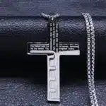 Collier croix gravée “Our Father” 2