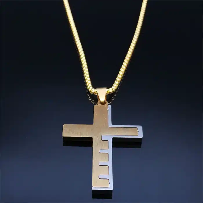 Collier croix gravée “Our Father” 14