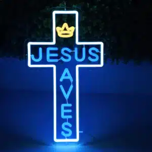 Néon croix Jésus sauve 1