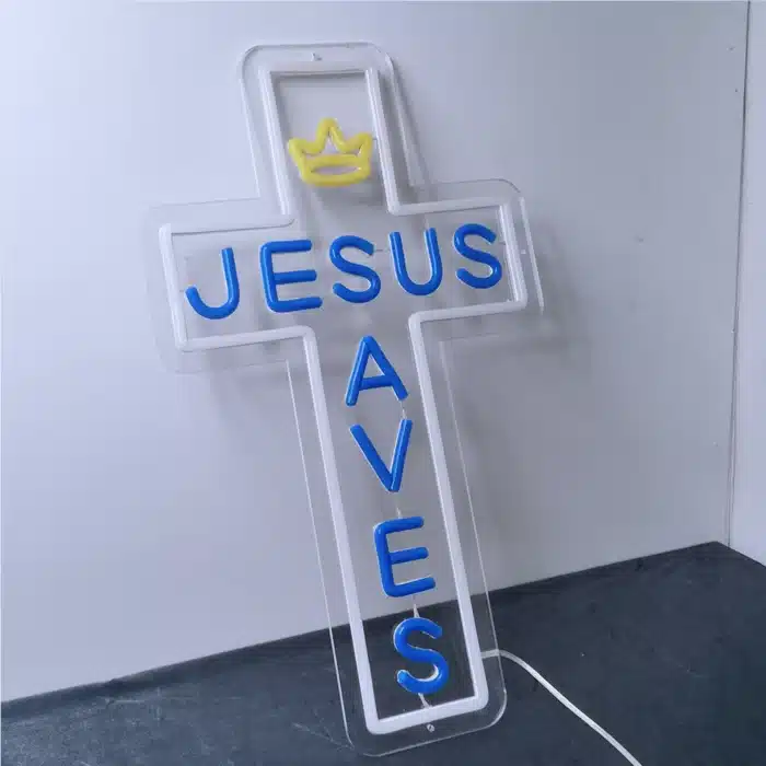 Néon croix Jésus sauve 20