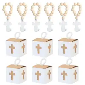 Chapelet croix en bois baptême 1