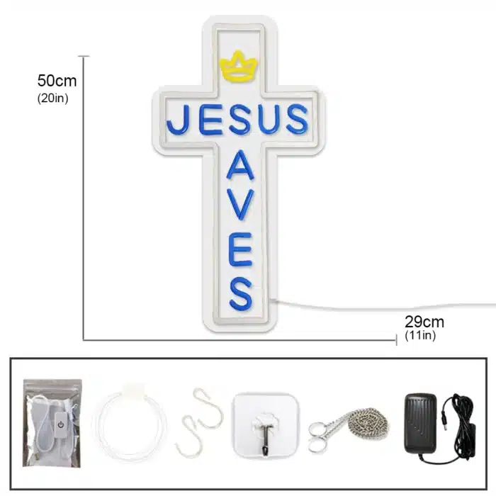 Néon croix Jésus sauve 4