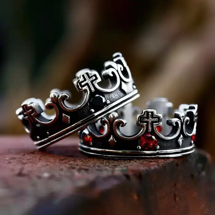 Bague croix couronne 4