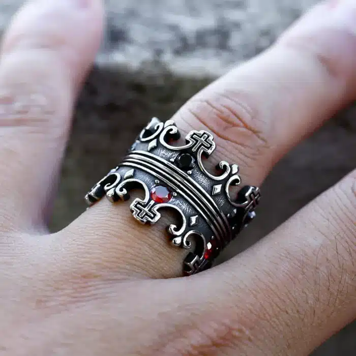 Bague croix couronne 5