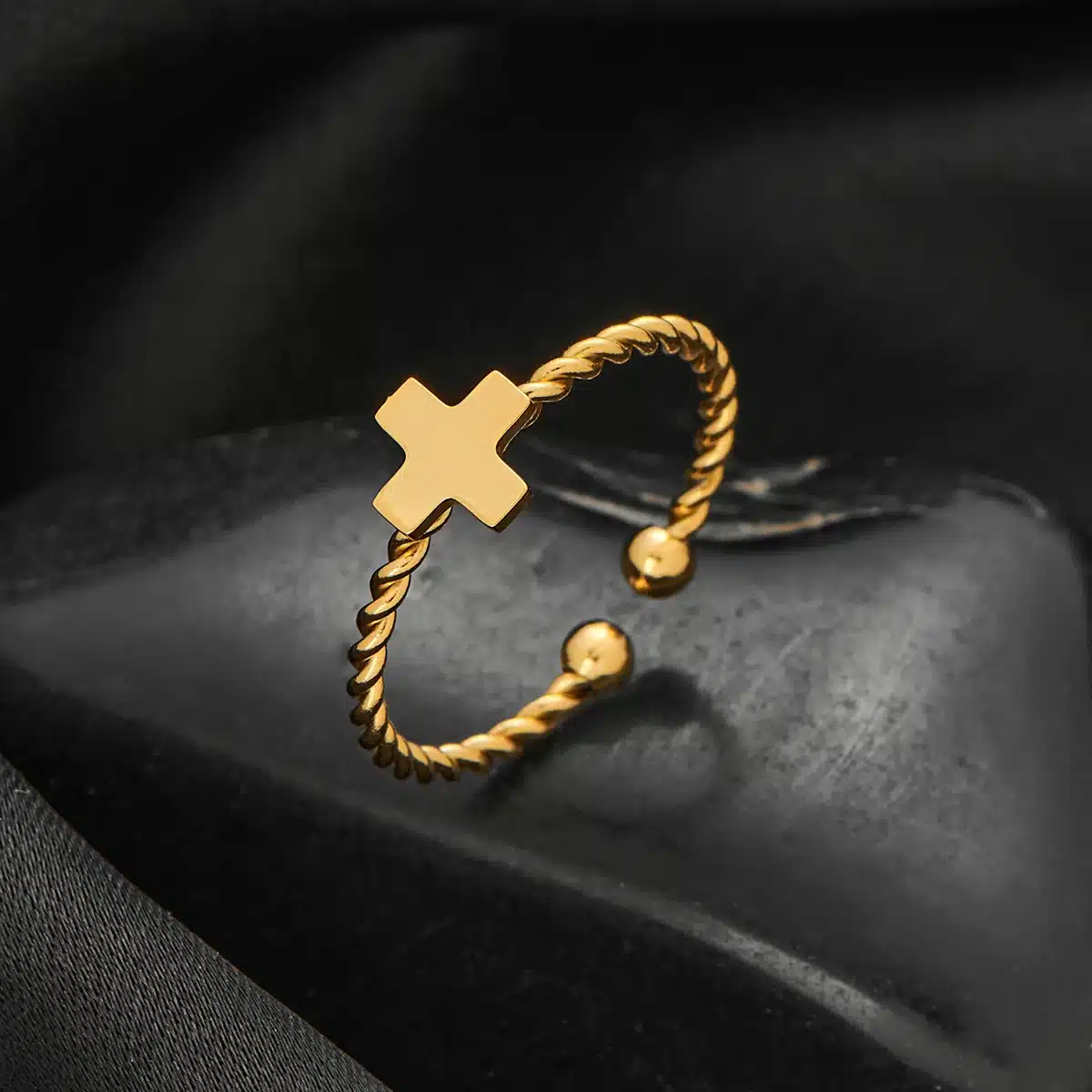 Bague Femme En Acier Inoxydable Avec Zircons Brillants - Design Double Anneau Rétro, Empilable, Pour Toutes Occasions (or Ou Argent)