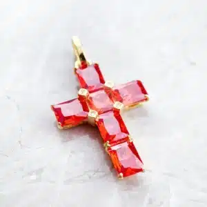 Pendentif croix pierre orange 3