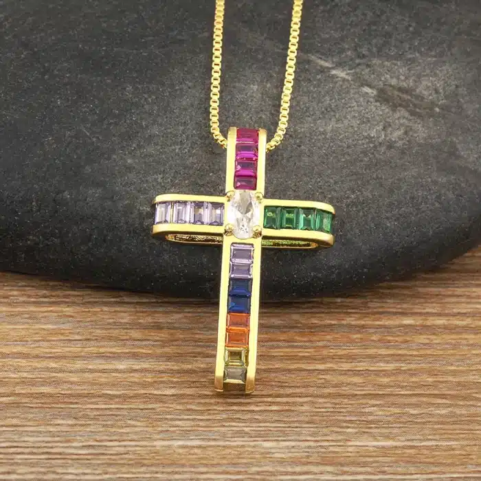 Collier croix coloré 5