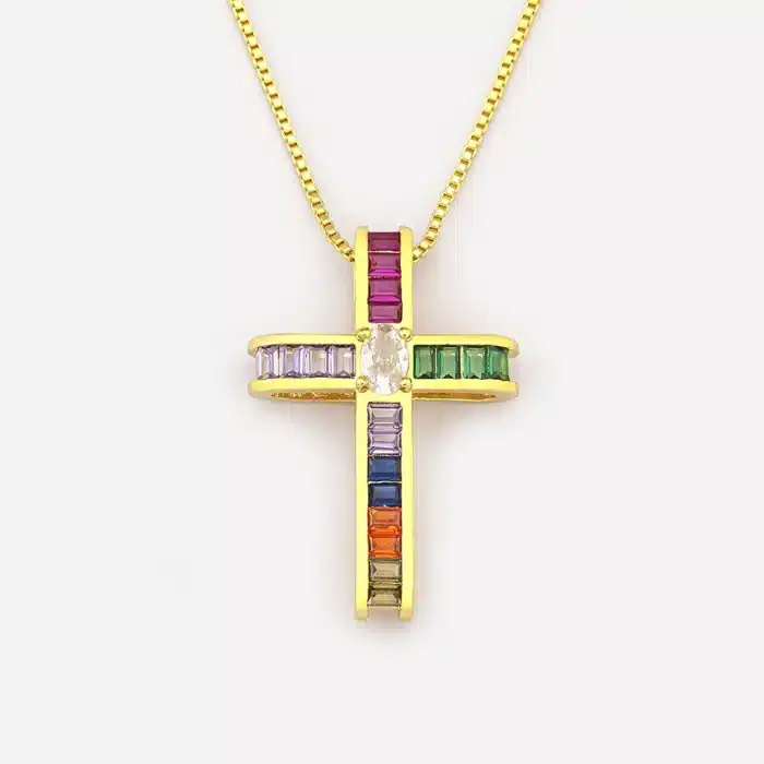 Collier croix coloré 6