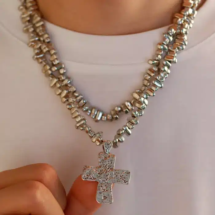 Double chaine religieuse grande croix 3