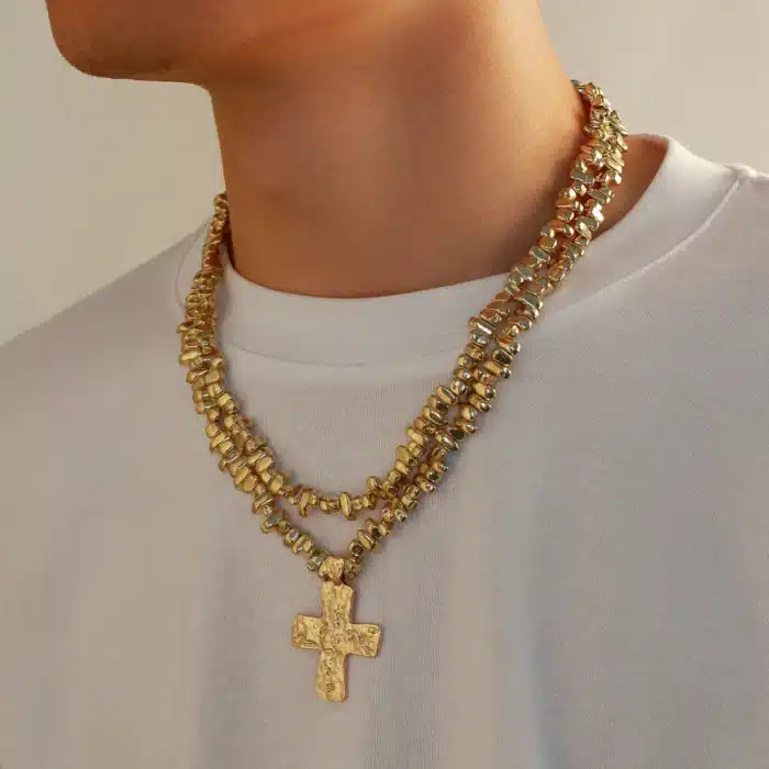 Double chaine religieuse grande croix 2