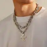 Double chaine religieuse grande croix 14