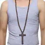 Collier perles chapelet bois 2
