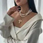 Chaine multiple perles croix 2