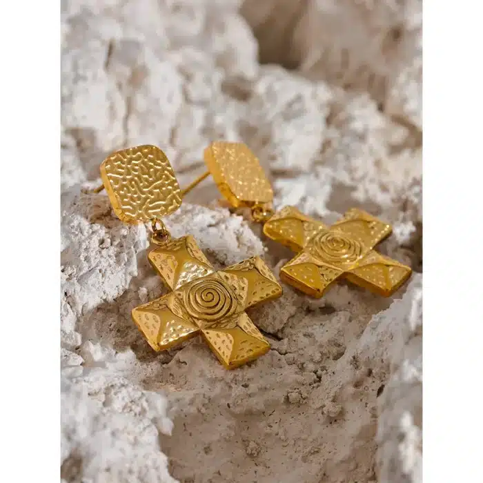 Boucles d'oreilles croix carrée 5