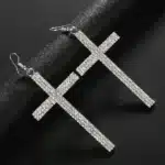 Boucles d'oreilles grande croix strass 5