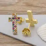 Boucles d'oreilles croix arc-en-ciel 3