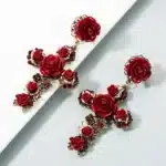 boucles d'oreilles roses religieuses 5
