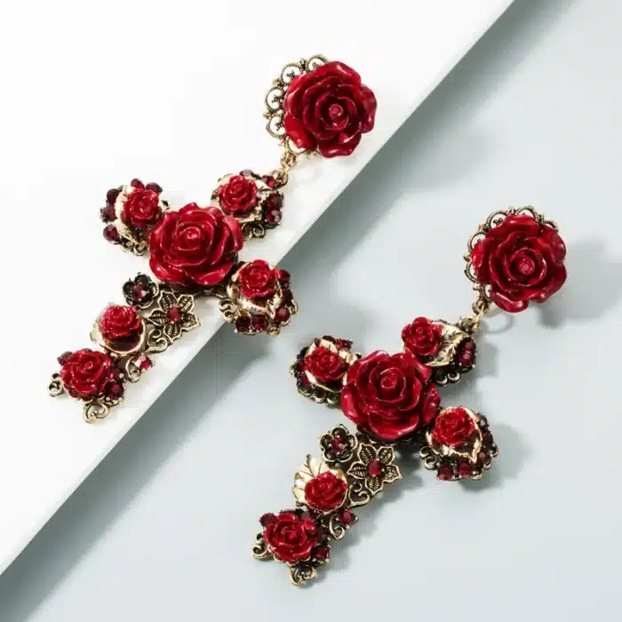 boucles d'oreilles roses religieuses 5