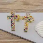 Boucles d'oreilles croix arc-en-ciel 5