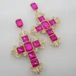 Boucles d'oreilles croix pendantes baroques 16