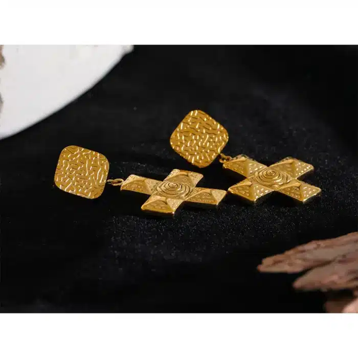 Boucles d'oreilles croix carrée 6
