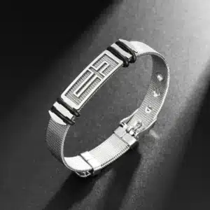 Bracelet croix homme en maille 1