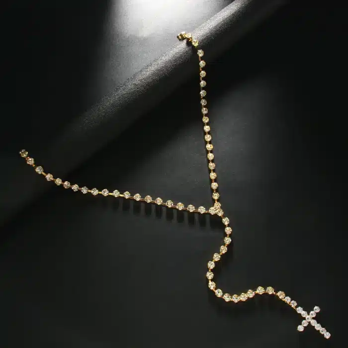 Collier ras du cou croix en strass 5