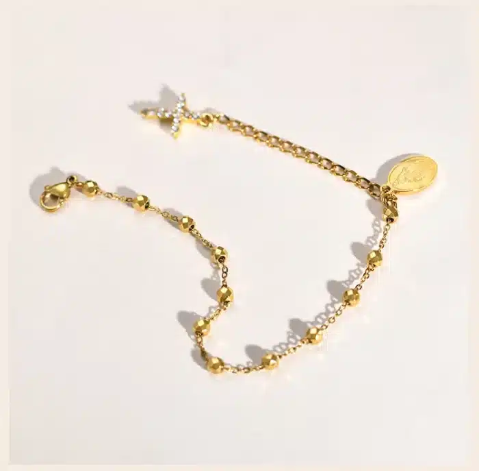Bracelet chapelet croisé en zircone 14