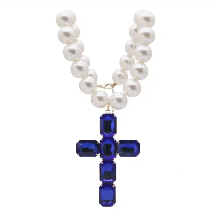 Collier croix en verre 4