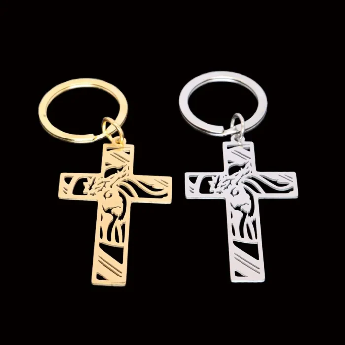 Porte-clés pendentif croix de Jésus 1