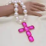 Collier croix en verre 1