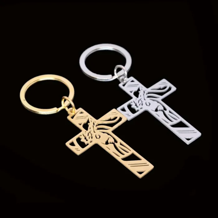 Porte-clés pendentif croix de Jésus 3