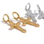 Boucles d'oreilles croix zircon 15