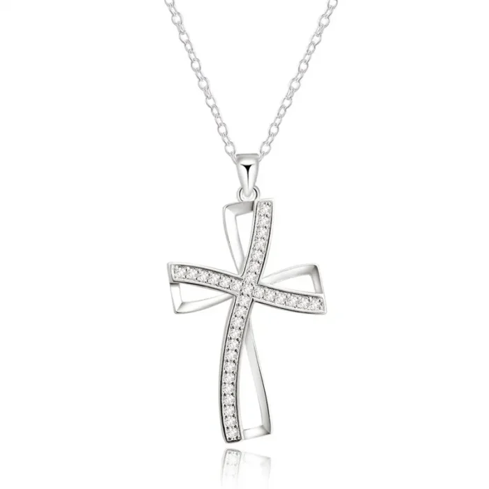 Collier croix argent oblique 4