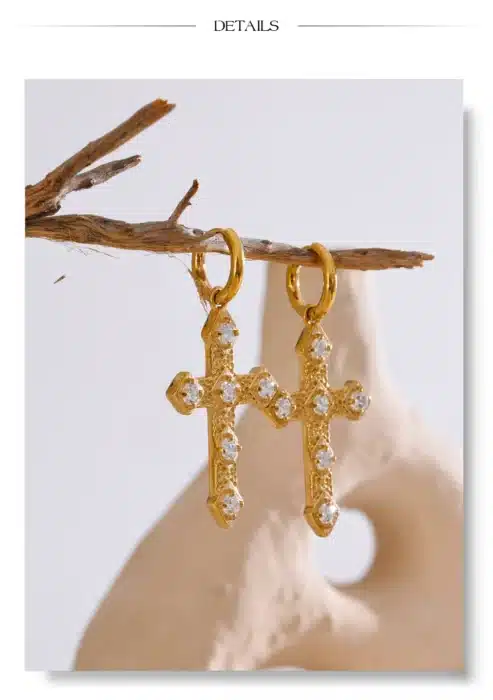 Boucles d'oreilles croix zircon 21