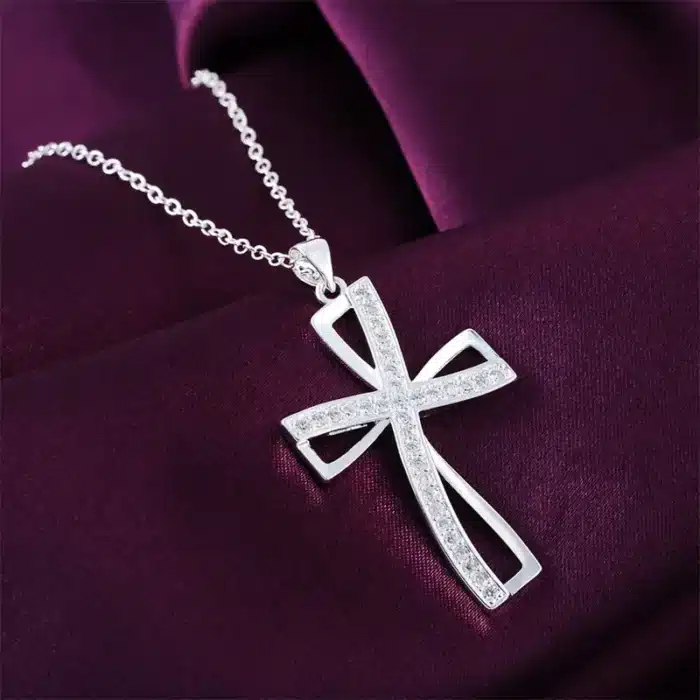 Collier croix argent oblique 5