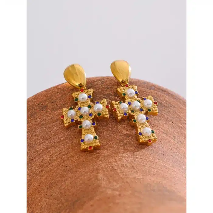 Boucles d'oreilles religieuses perles 2