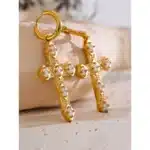 Boucles d'oreilles croix zircon 5