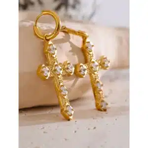 Boucles d'oreilles croix zircon 5