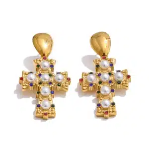 Boucles d'oreilles religieuses perles 7