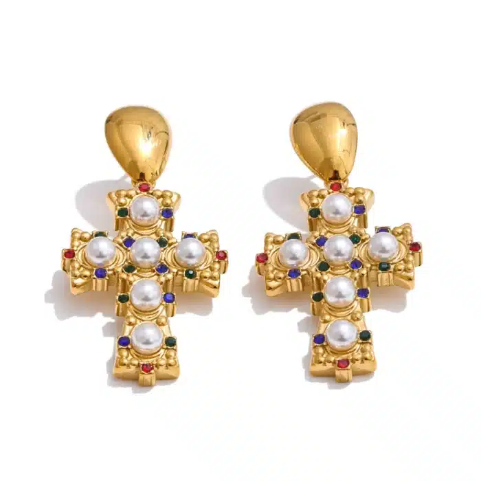 Boucles d'oreilles religieuses perles 7