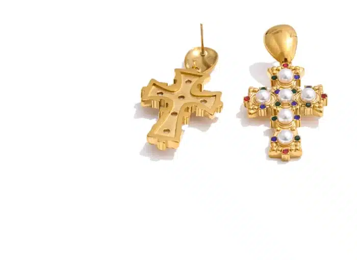 Boucles d'oreilles religieuses perles 15