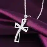 Collier croix argent oblique 6